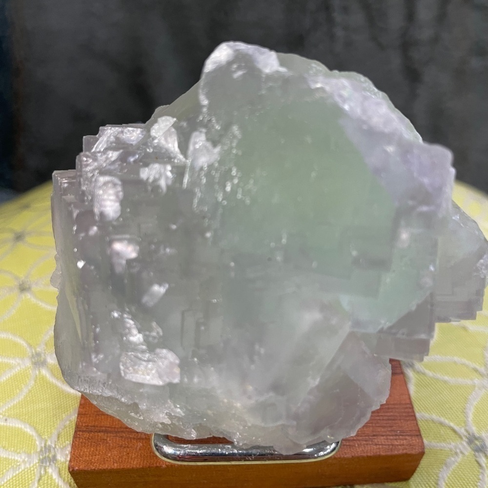 Raw crystal FLUORITE pale green, purple,blue translucent 3”x2.5”xingjiang china